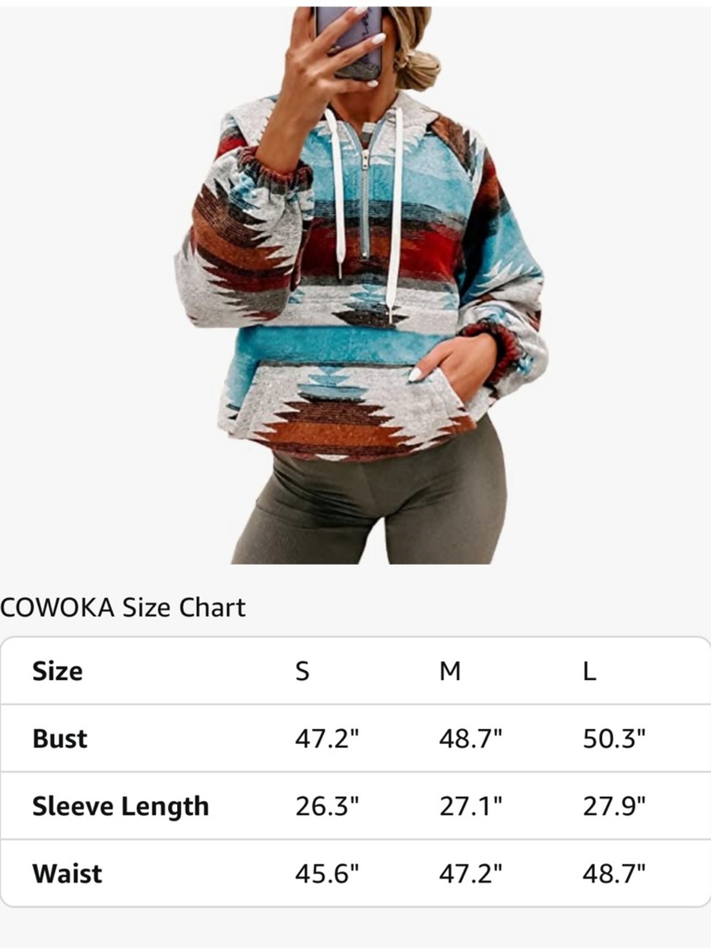 Women’s Aztec Pattern Hoodie Sweater - Multi-Color - Picture 2 of 4
